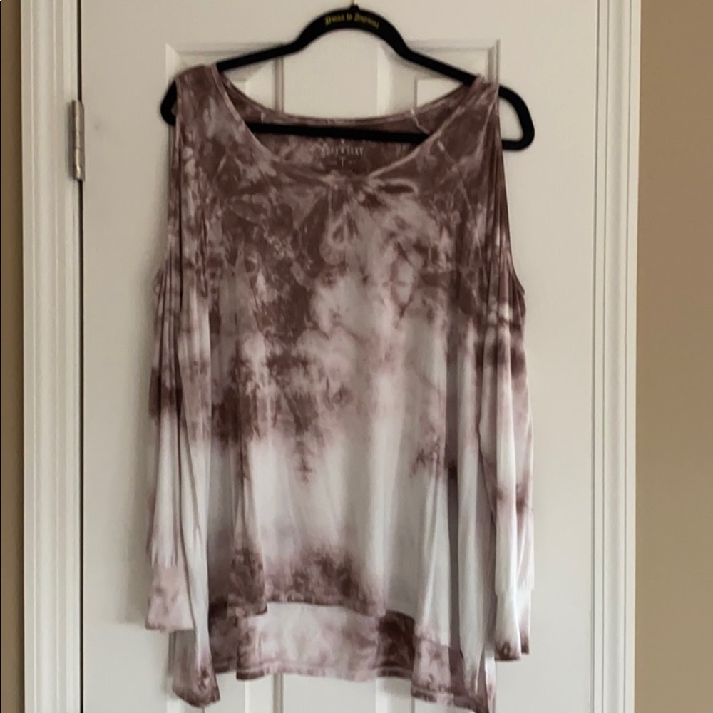 AE Soft and Sexy long sleeve cold shoulder tie dye